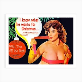 Sexy Pinup Christmas Greeting Art Print