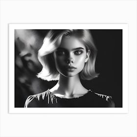 Black And White Portrait Of A Girl Art Print