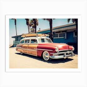 California Dreaming - Surfing Vintage Car Art Print