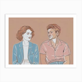 Couple Sitting Next To Each Other Art Print