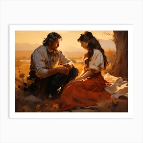 Old West Love Couple Art Print