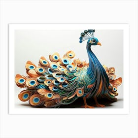 3d Carton Peacock 3 Art Print