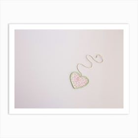 Heart Shaped Cloth Patch On White Background Art Print