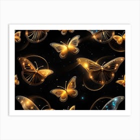 Golden Butterflies 21 Art Print