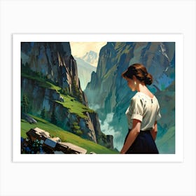 Girl In The Mountains 1 Art Print