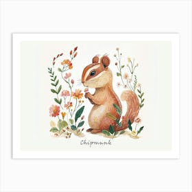 Little Floral Chipmunk 2 Poster Art Print