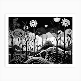 Nature Abstract Black And White 8 Art Print