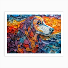 Afghan Hound Paper Quilling Dog Portrait III Art Print