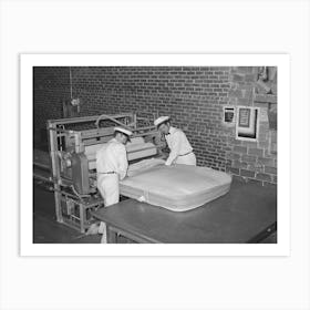 Filling Mattress Case With Cotton Linters, Mattress Factory, San Angelo, Texas By Russell Lee Art Print