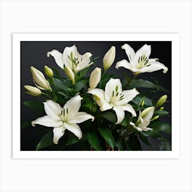 White Lilies paintings art print Art Print