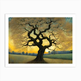 Tree At Sunset Art Print