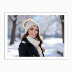 Beautiful Woman In Winter Art Print