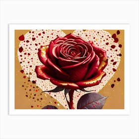 Valentine'S Day Card Rose And Heart Art Print