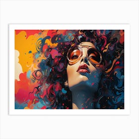 Colorful Woman In Sunglasses Art Print