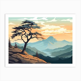 Lone Tree At Sunset Art Print