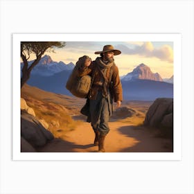 Man Walking Down A Trail Art Print