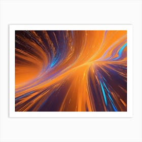 Abstract Background With Swirling Lines And Shapes In Shades Of Orange And Blue, Creating A Sense Of Motion And Energy Art Print