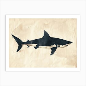 Great White Shark  Grey Silhouette 3 Art Print