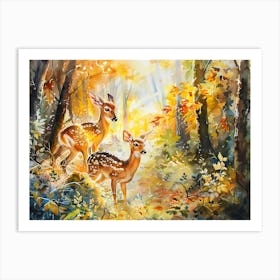 Two Deer In The Woods Art Print