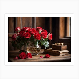 Red Roses On A Table Art Print