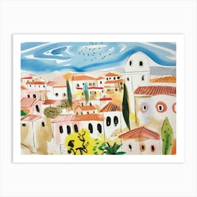 Brescia Italy Cute Watercolour Illustration 4 Art Print