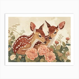 Floral Animal Illustration Deer 3 Art Print