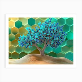 Blue Tree In The Desert Art Print