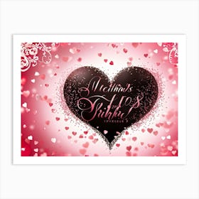 Valentines Day Gift Card Heart Shaped Elegant Script Typography Stating Affectionately Yours En (1) Art Print