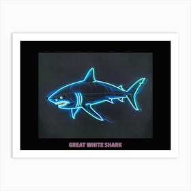 Pink Blue Neon Great White Shark Poster 4 Art Print