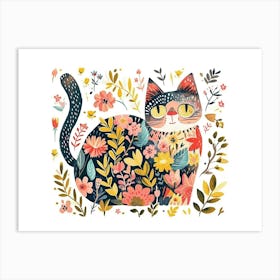 Little Floral Cat 1 Art Print