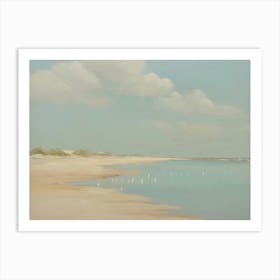 Seagulls at Beach Painting Art Print