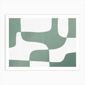 Sage Green and White Abstract Pattern Mid-century Modern Art Print