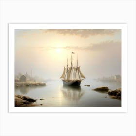 Ship In Fog Gloucester Harbor 1860 Art Print