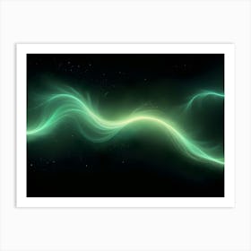 Abstract Image Of A Glowing Green Wave With A Subtle Sparkle Effect Against A Black Background Art Print