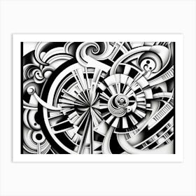 Chromatic Fusion Abstract Black And White 5 Art Print