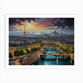 Paris At Sunset 1 Art Print