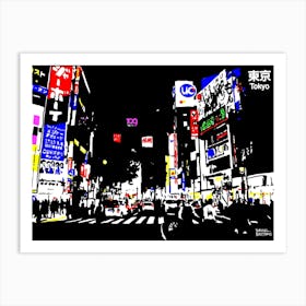 Tokyo At Night Shibuya Crossing Art Print