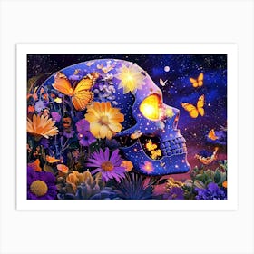 Day Of The Dead with butterflies Art Print