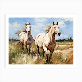 Horses Painting In Carmargue, France, Landscape 1 Art Print