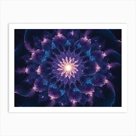 Abstract Image Of A Glowing, Swirling Flower Like Pattern In Shades Of Blue, Purple, And Pink, Set Against A Dark Background 1 Art Print