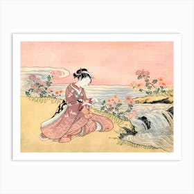 Asian Woman By The Stream Art Print