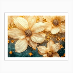 Gold Flowers 17 Art Print