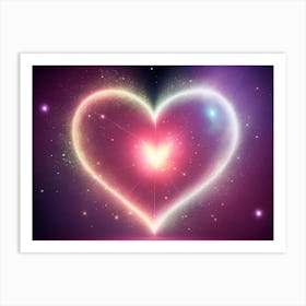 A Colorful Glowing Heart On A Dark Background Horizontal Composition 49 Art Print