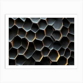 Elegant Seamless Pattern Black 3d Hexagonal Geometric Shape 1 Art Print