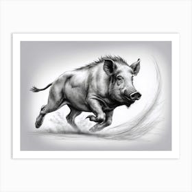 Charging Boar Art Print