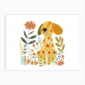 Little Floral Dog 1 Art Print