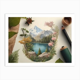 Watercolor Landscape Painting Art Print