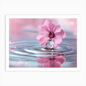 Pink Flower In Water Art Print