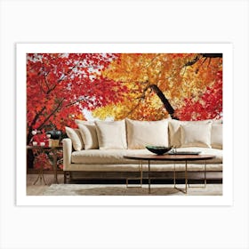 Autumn Foliage Comes Alive In This Design Leaves Flaunting A Riot Of Colors Including Crimson Verm 2 Art Print