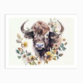 Little Floral Buffalo 1 Art Print